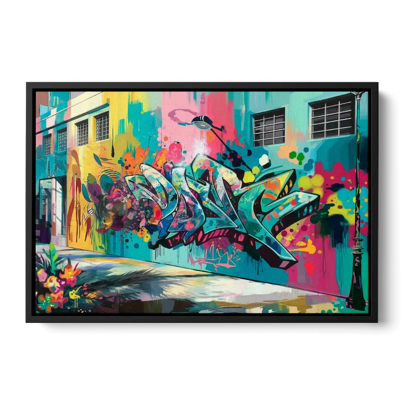 Miami Wynwood Murals - Black Frame Canvas