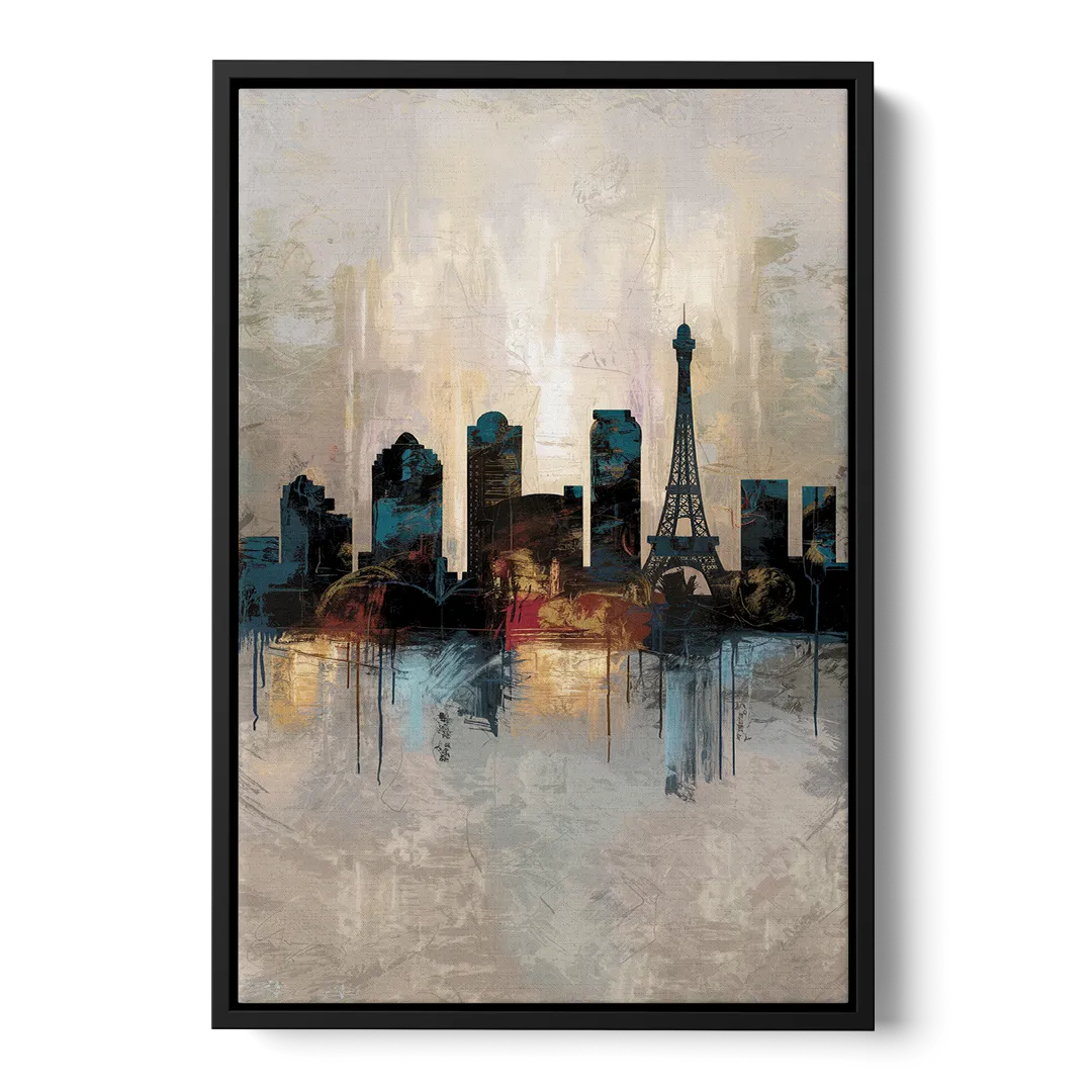 Las Vegas Skyline Silhouette - Black Frame Canvas