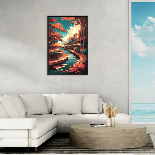 San Antonio Cultural Heritage - Living Room Black Frame Canvas