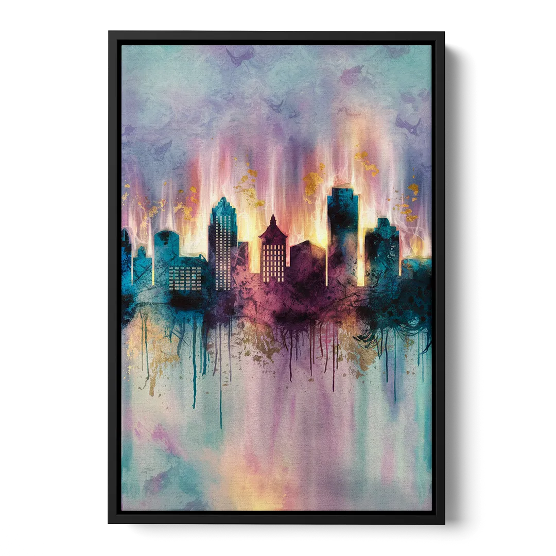 Richmond Skyline Glow - Black Frame Canvas