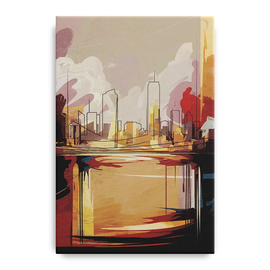 Fort Wayne Skyline Panorama - Canvas Wall Art