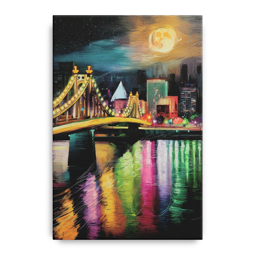 Memphis Vibrant Nightlife - Canvas Wall Art