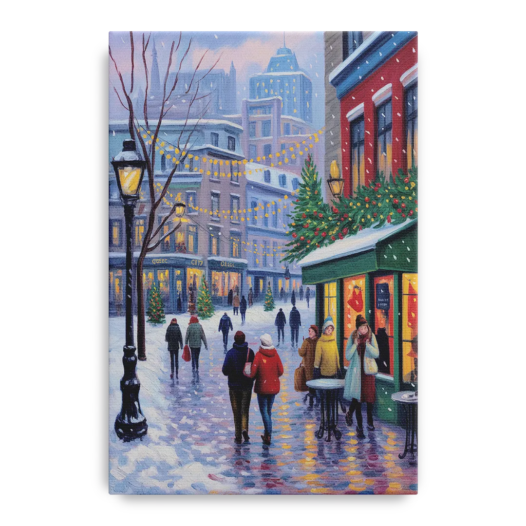 Quebec City Christmas Lights - Canvas Wall Art