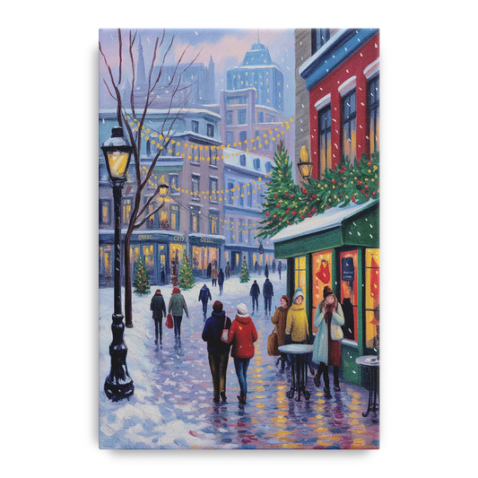 Quebec City Christmas Lights - Canvas Wall Art