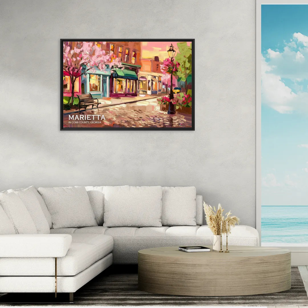 Marietta Cobb County Scenes - Living Room Black Frame Canvas