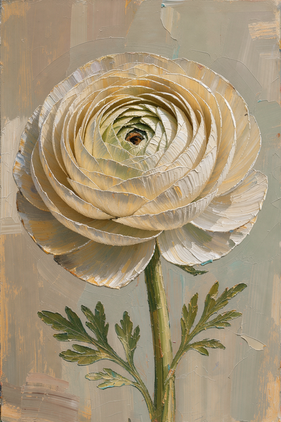 Flower Wall Art with a Cream Ranunculus - Canvas Wall Art