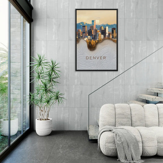 Denver Mile High Perspective - Living Room Black Frame Canvas