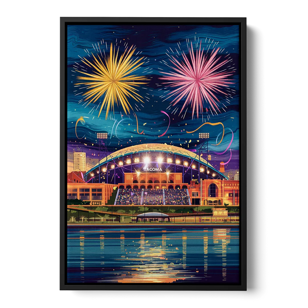 Tacoma Stadium Celebration - Black Frame Canvas