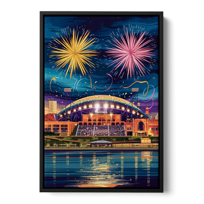 Tacoma Stadium Celebration - Black Frame Canvas