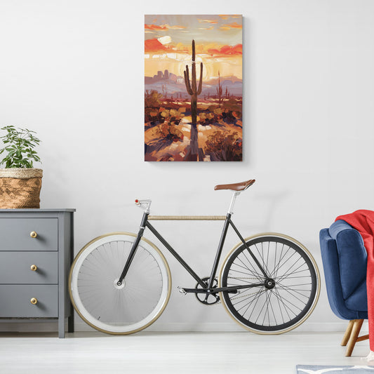 Phoenix Cactus Silhouette - Canvas Wall Art Living Room