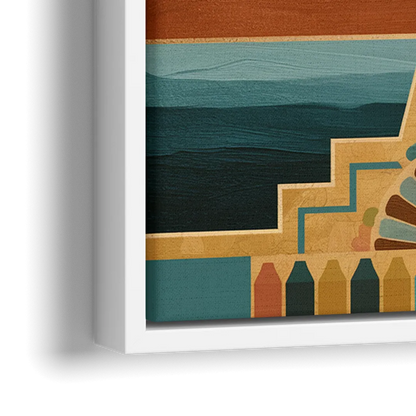 Santa Fe Sunburst Design - Close-Up White Frame Canvas