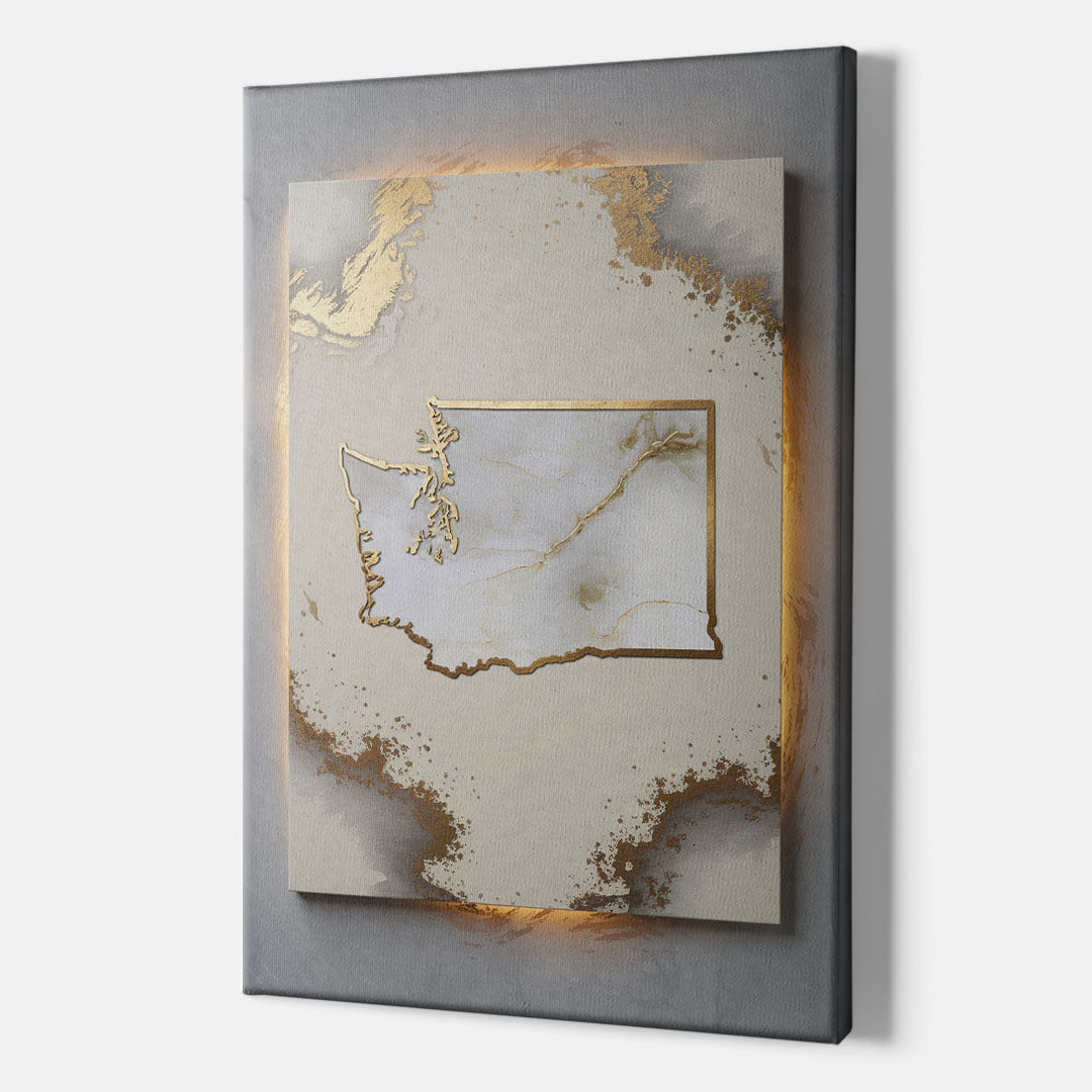 Washington Map Modern Design - Canvas Wall Art Indoor