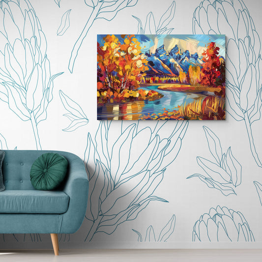 Jackson Hole Autumn Colors - Canvas Wall Art Living Room