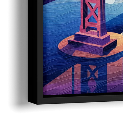 San Francisco Bay Bridge Panorama - Close-Up Black Frame Canvas
