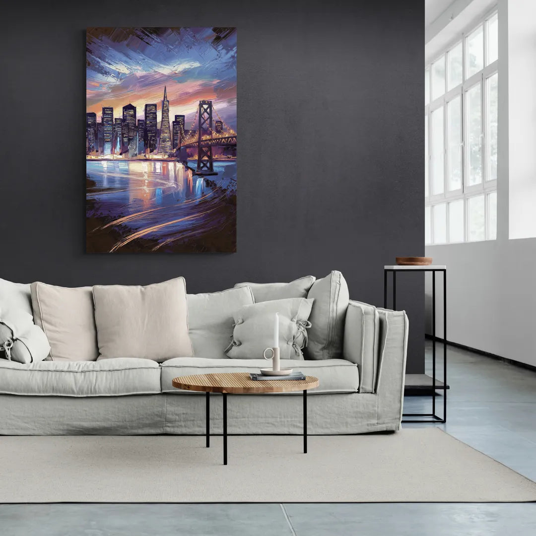 San Francisco Downtown Lights - Canvas Wall Art Living Room