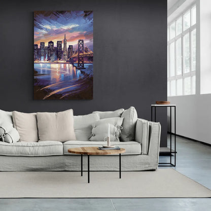 San Francisco Downtown Lights - Canvas Wall Art Living Room