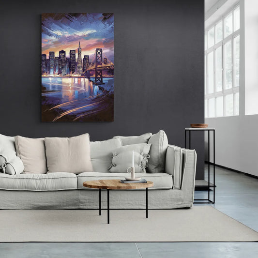 San Francisco Downtown Lights - Canvas Wall Art Living Room