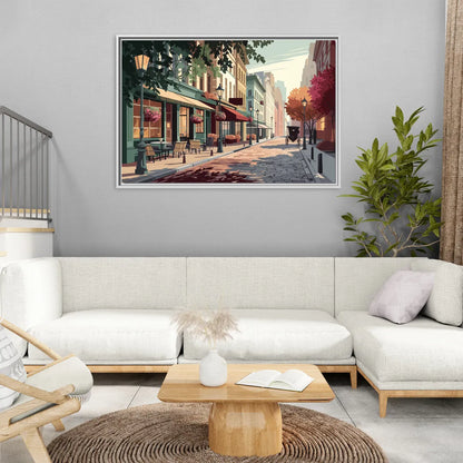 Franklin Vintage Streets - Living Room White Frame Canvas