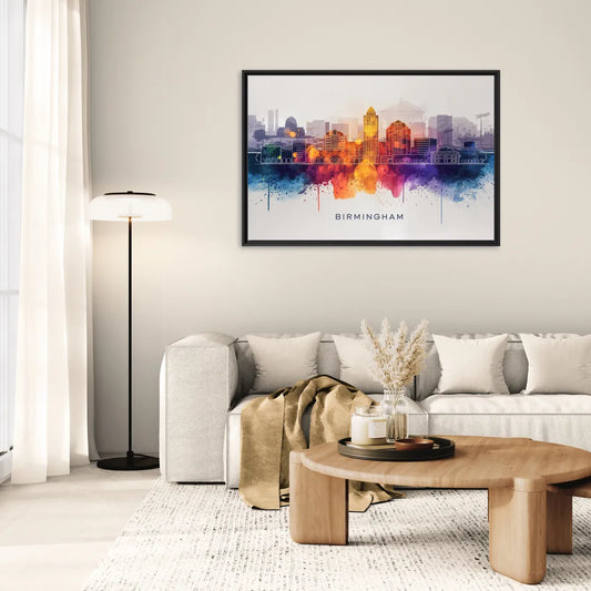 Birmingham Downtown Skyline - Living Room Black Frame Canvas