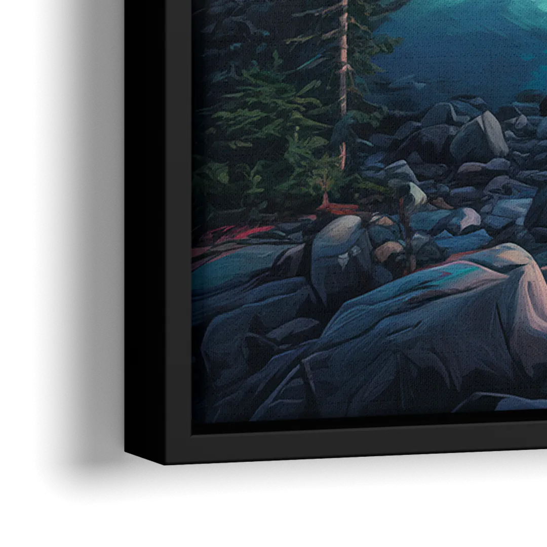 Aurora Northern Lights - Close-Up Black Frame Canvas