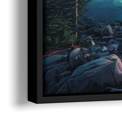 Aurora Northern Lights - Close-Up Black Frame Canvas