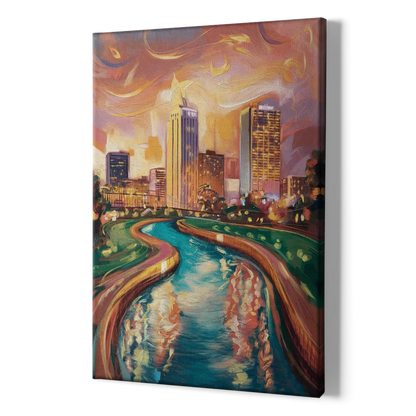 Oklahoma City Bricktown Canal - Canvas Print Art Sides