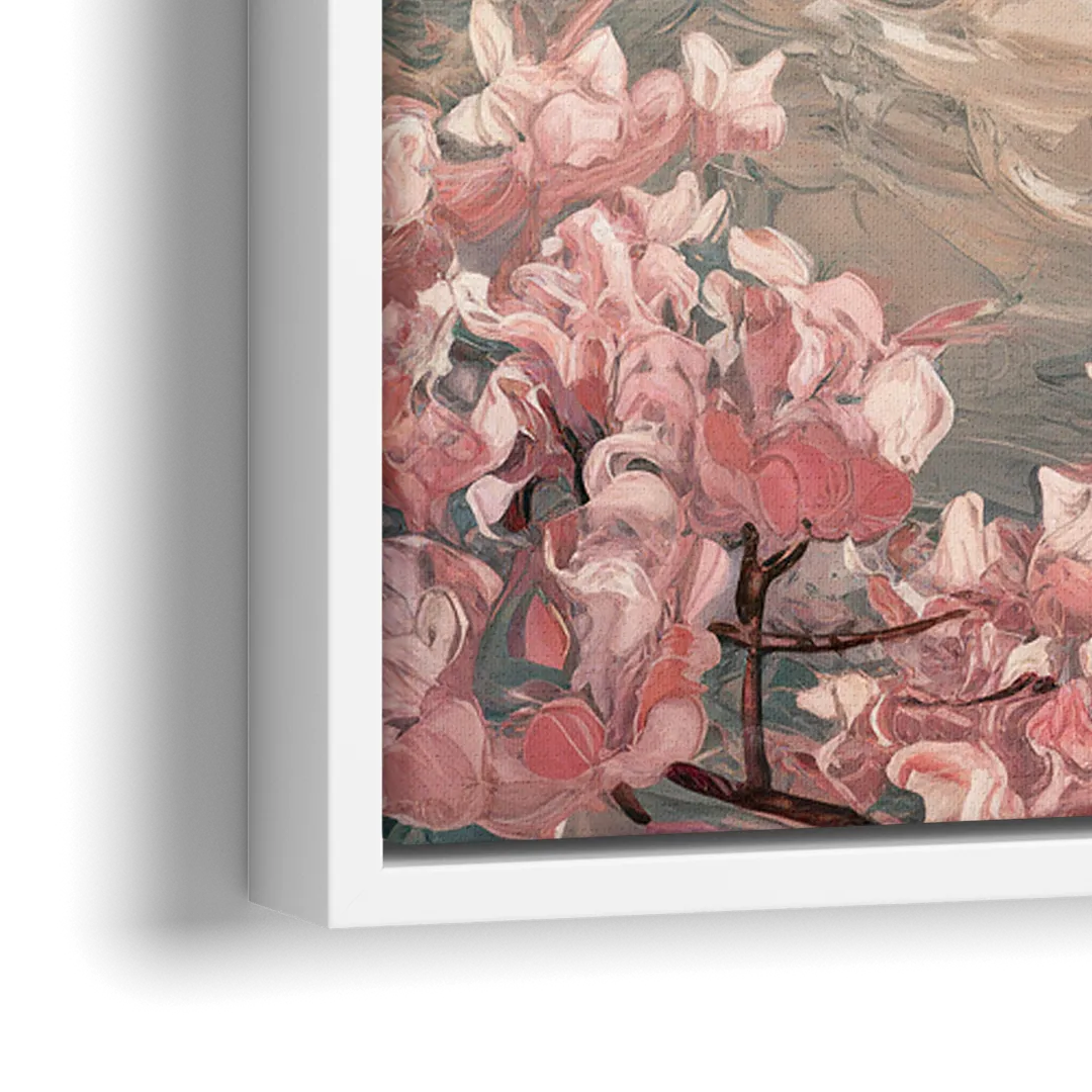 Washington DC Cherry Blossoms - Close-Up White Frame Canvas