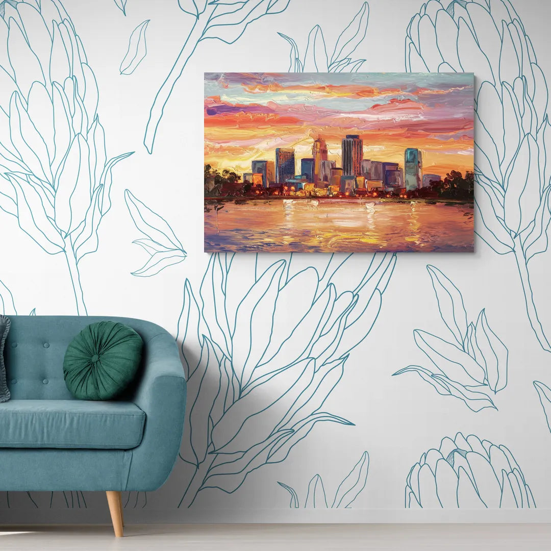 Huntsville Skyline At Sunset - Canvas Wall Art Living Room