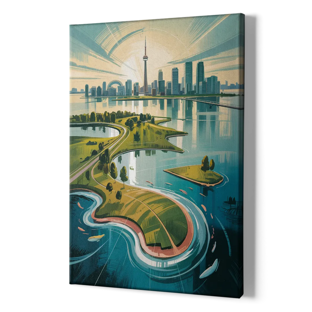 Toronto Island Aerial View - Canvas Print Art Sides