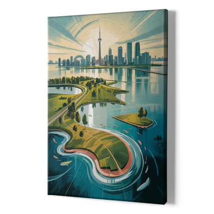 Toronto Island Aerial View - Canvas Print Art Sides