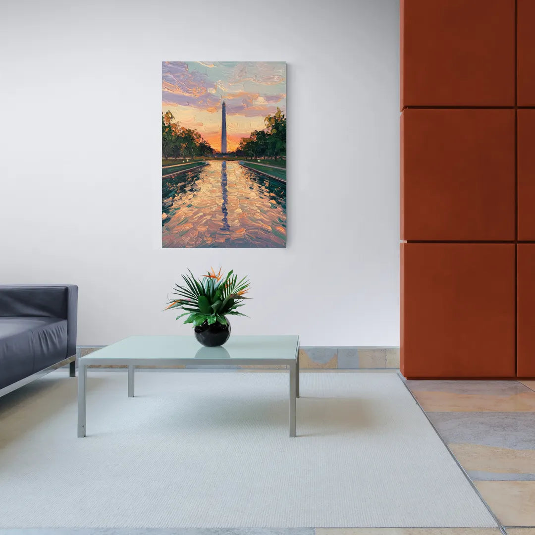 Washington Monument Reflection - Canvas Wall Art Living Room