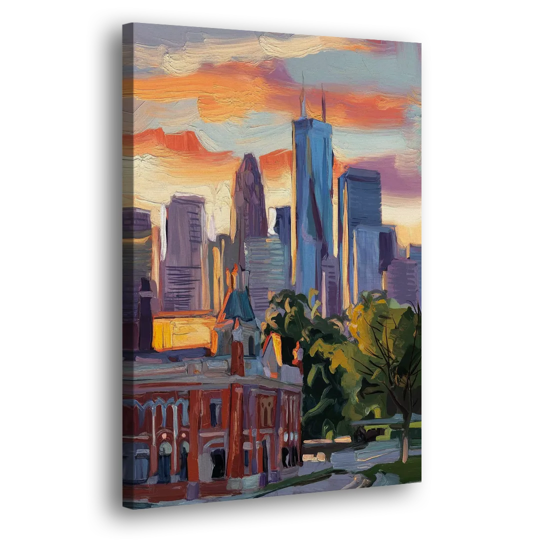 Kansas City Skyline at Sunset - Canvas Print Art Sides