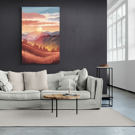 Ashland Sunrise Over Hills - Canvas Wall Art Living Room
