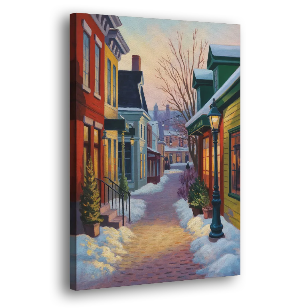 Petit Champlain Winter Quebec - Canvas Print Art Sides