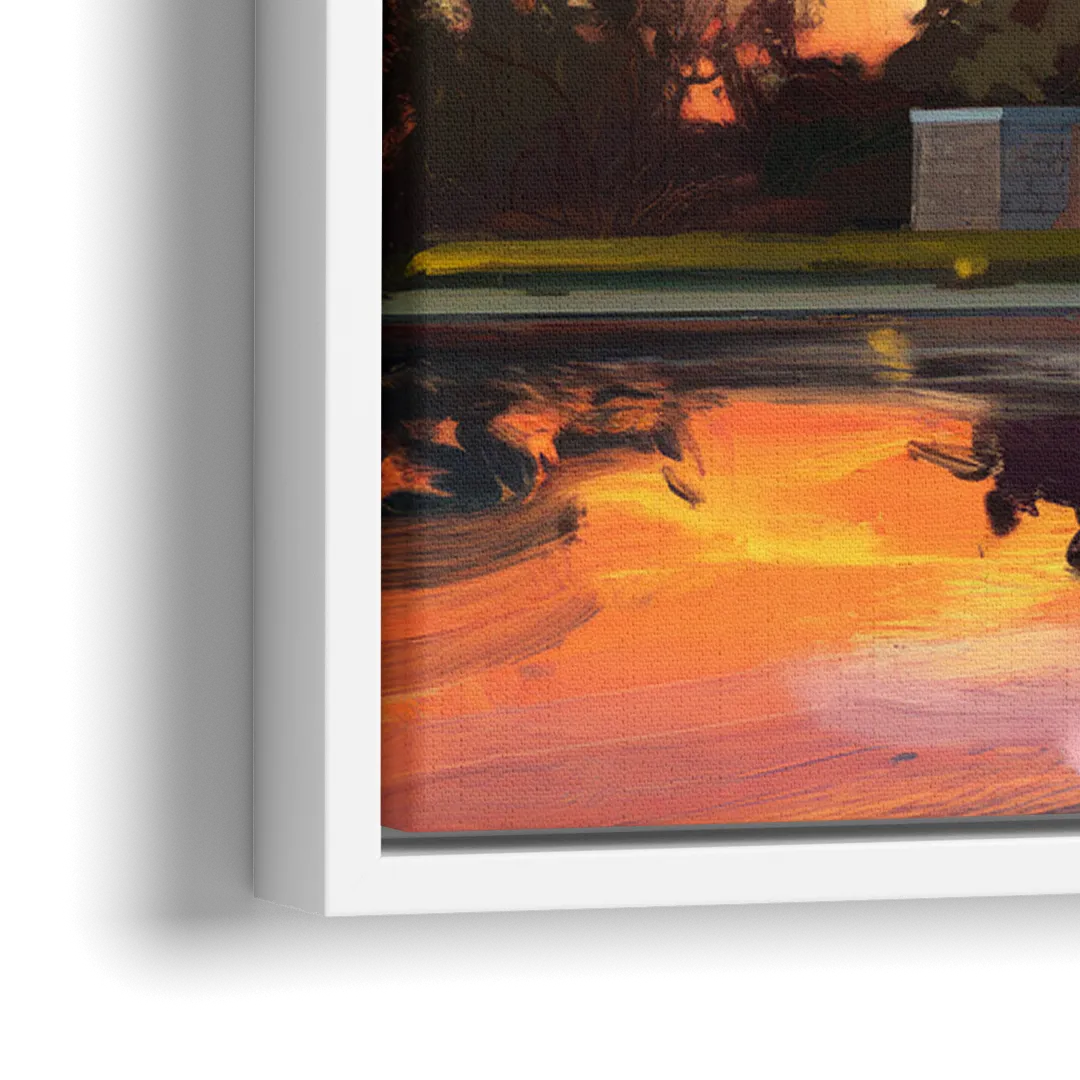 Lincoln Memorial Sunset - Close-Up White Frame Canvas