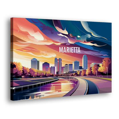 Marietta Skyline Sunset - Canvas Print Art Sides