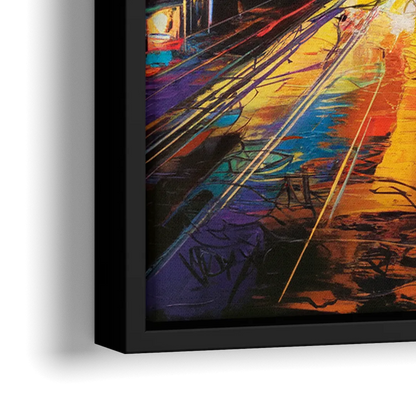 Los Angeles Vibrant Street Art - Close-Up Black Frame Canvas