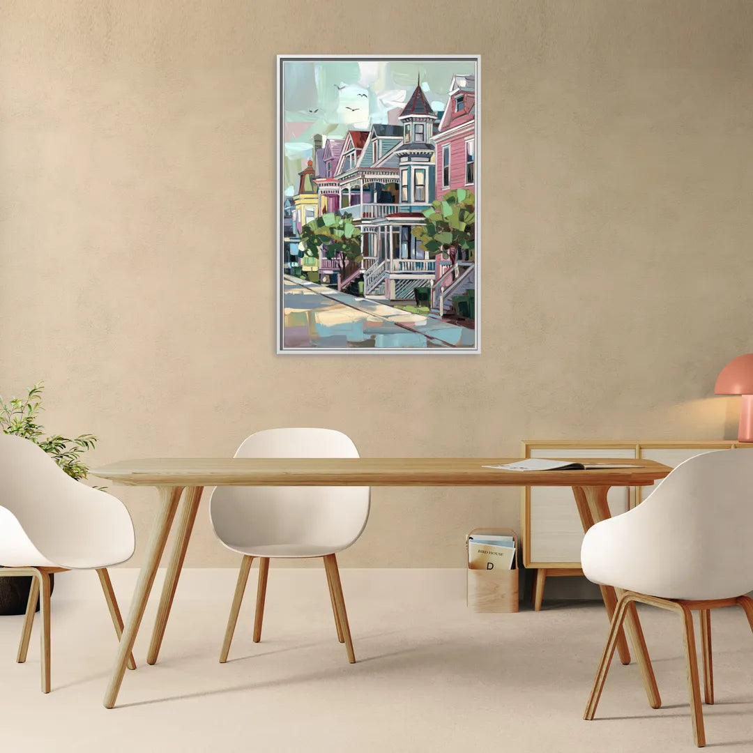 Cape May Historic District - Living Room White Frame Canvas