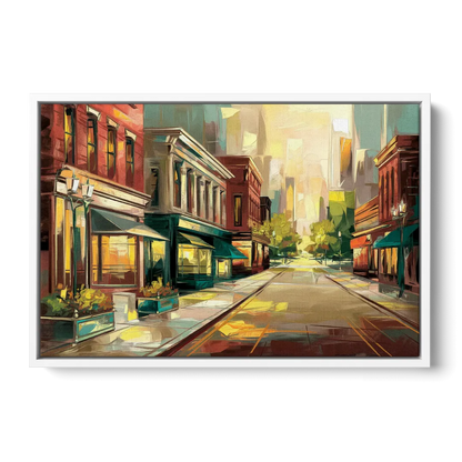 Greensboro Downtown Streetscape - White Frame Canvas