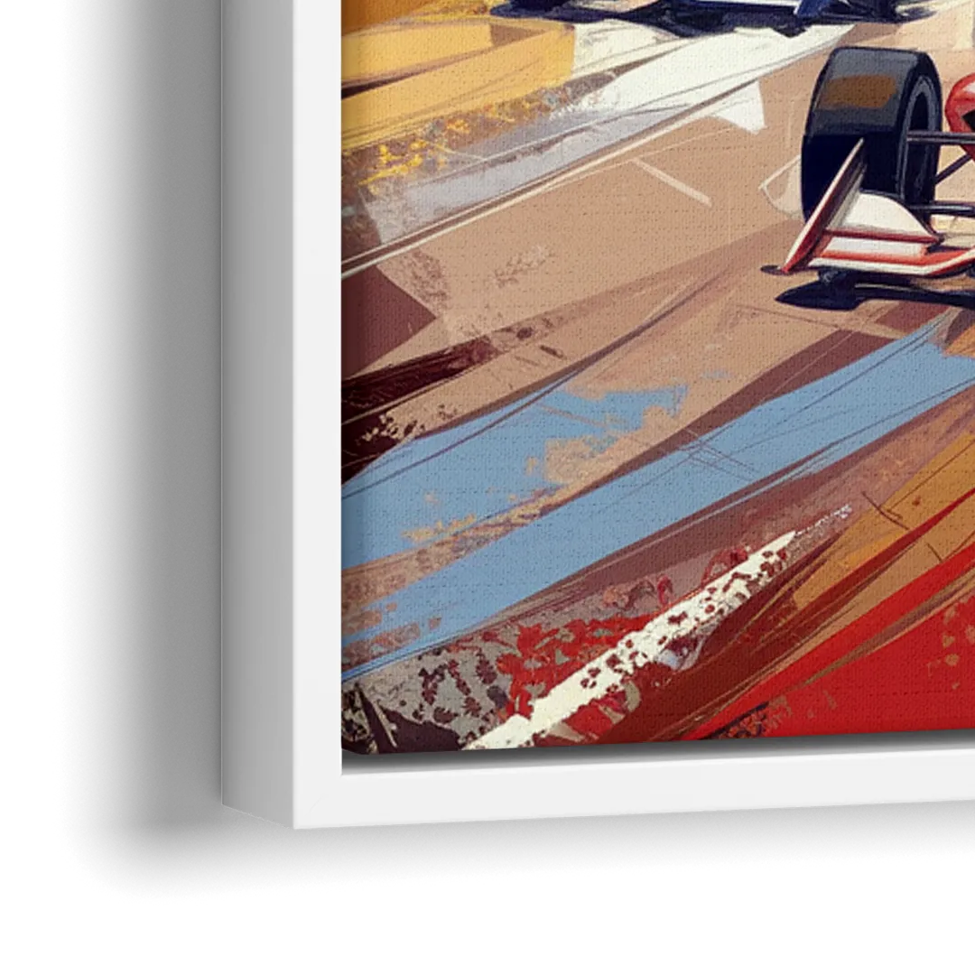 Indianapolis Motor Speedway Racing Scene - Close-Up White Frame Canvas
