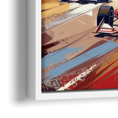 Indianapolis Motor Speedway Racing Scene - Close-Up White Frame Canvas