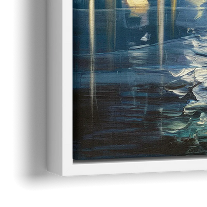 Seattle Skyline Reflection - Close-Up White Frame Canvas