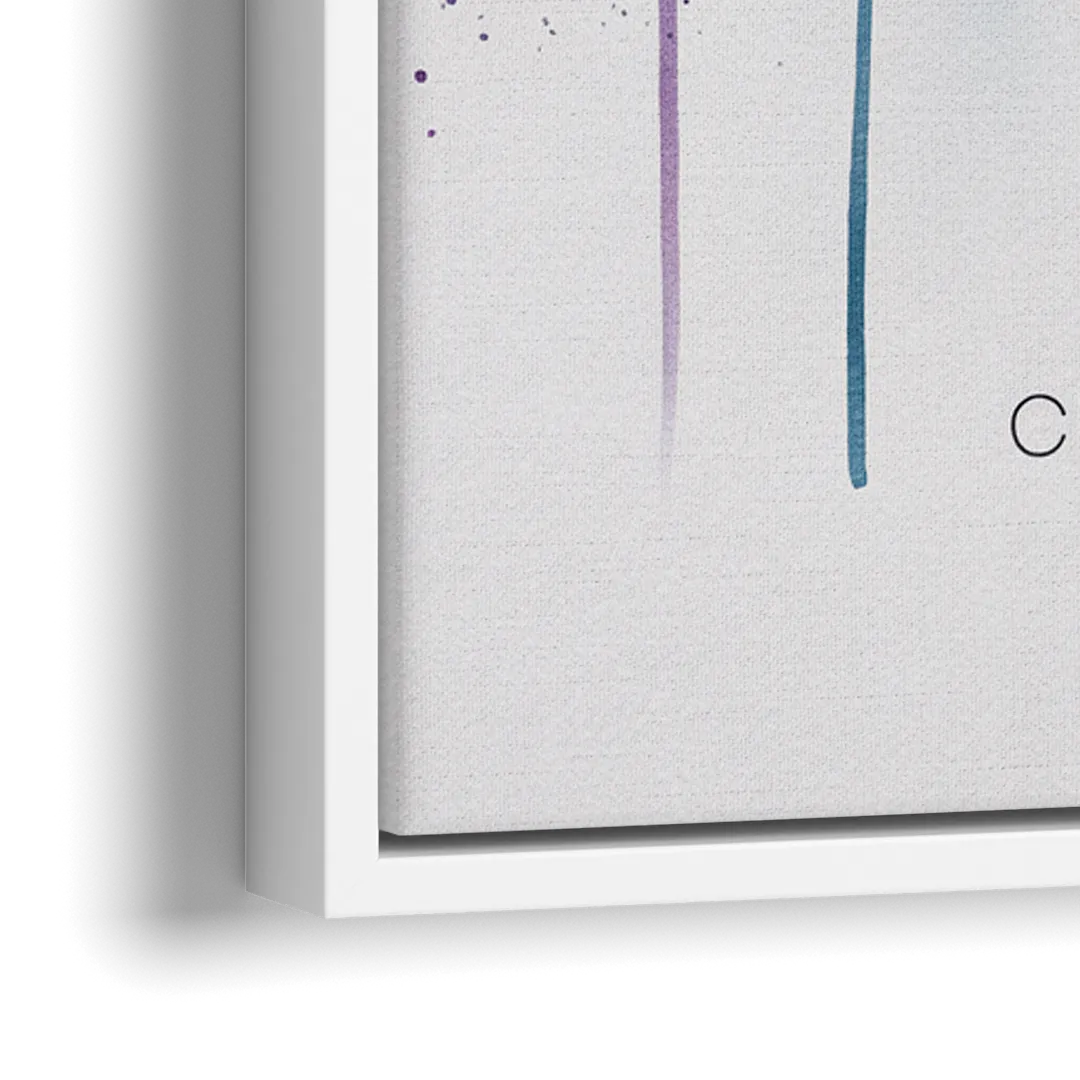 Charlotte Cityscape in Watercolor - Close-Up White Frame Canvas