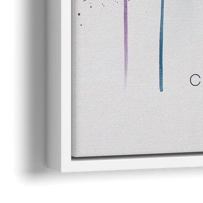 Charlotte Cityscape in Watercolor - Close-Up White Frame Canvas