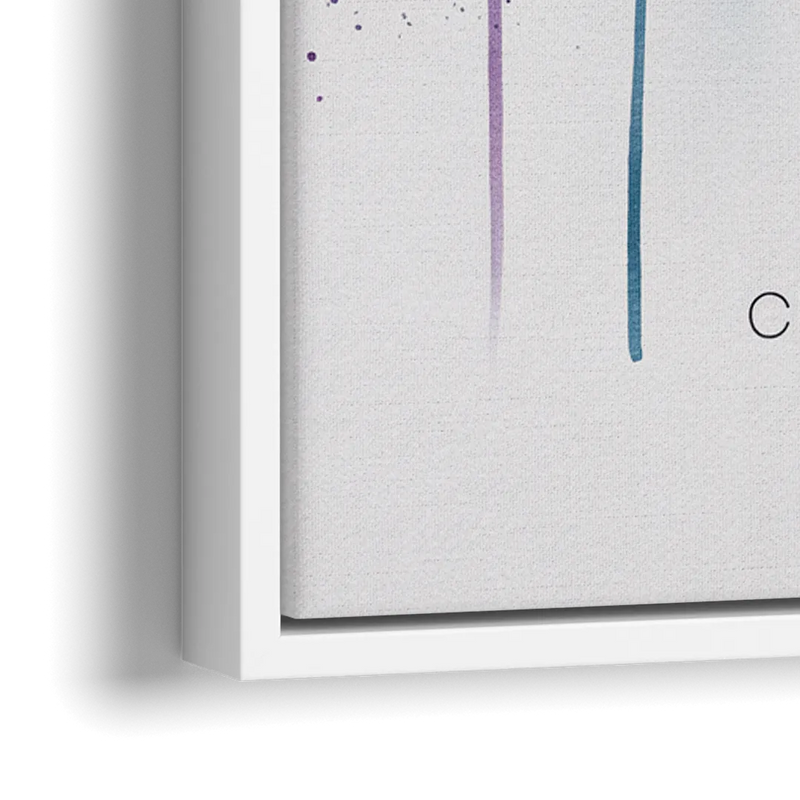 Charlotte Cityscape in Watercolor - Close-Up White Frame Canvas