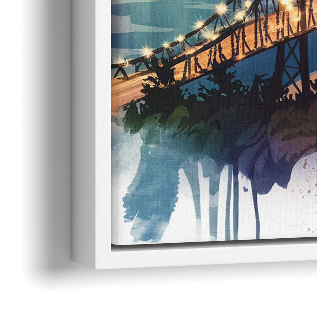 Tacoma Skyline View - Close-Up White Frame Canvas