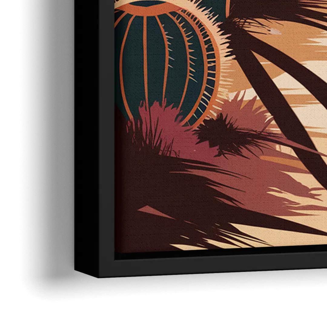 Tombstone Desert Sunset - Close-Up Black Frame Canvas