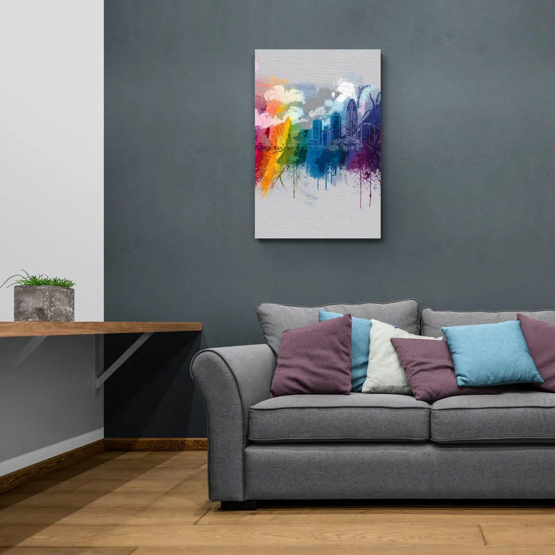 Charlotte Skyline Abstract Design - Canvas Wall Art Living Room