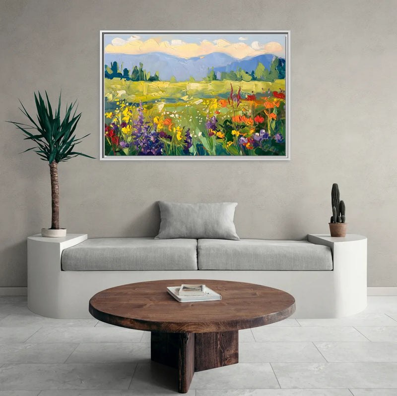 Breckenridge Summer Wildflowers - Living Room White Frame Canvas