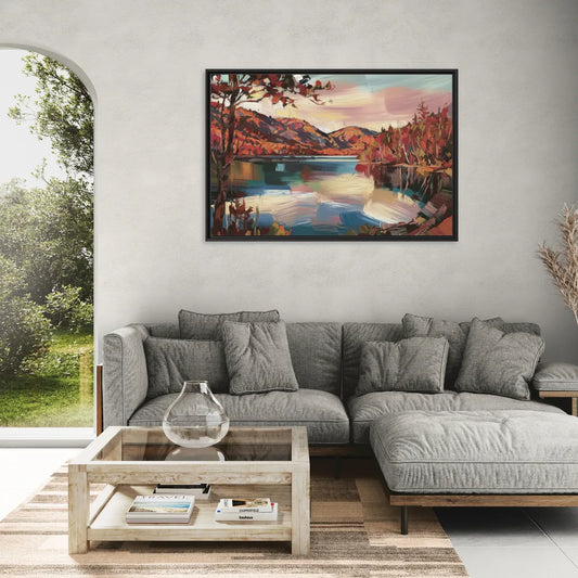 Lake Placid Adirondack Serenity - Living Room Black Frame Canvas
